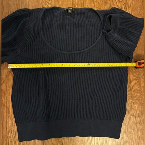 J. Crew Navy Blue Cashmere-Cotton Blend Scoop Neck Short Sleeve Sweater - Size L - Picture 8 of 8